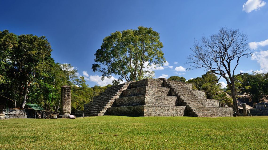 Copán Maya ruins Maya pyramid in the Copán archaeological park, Honduras
