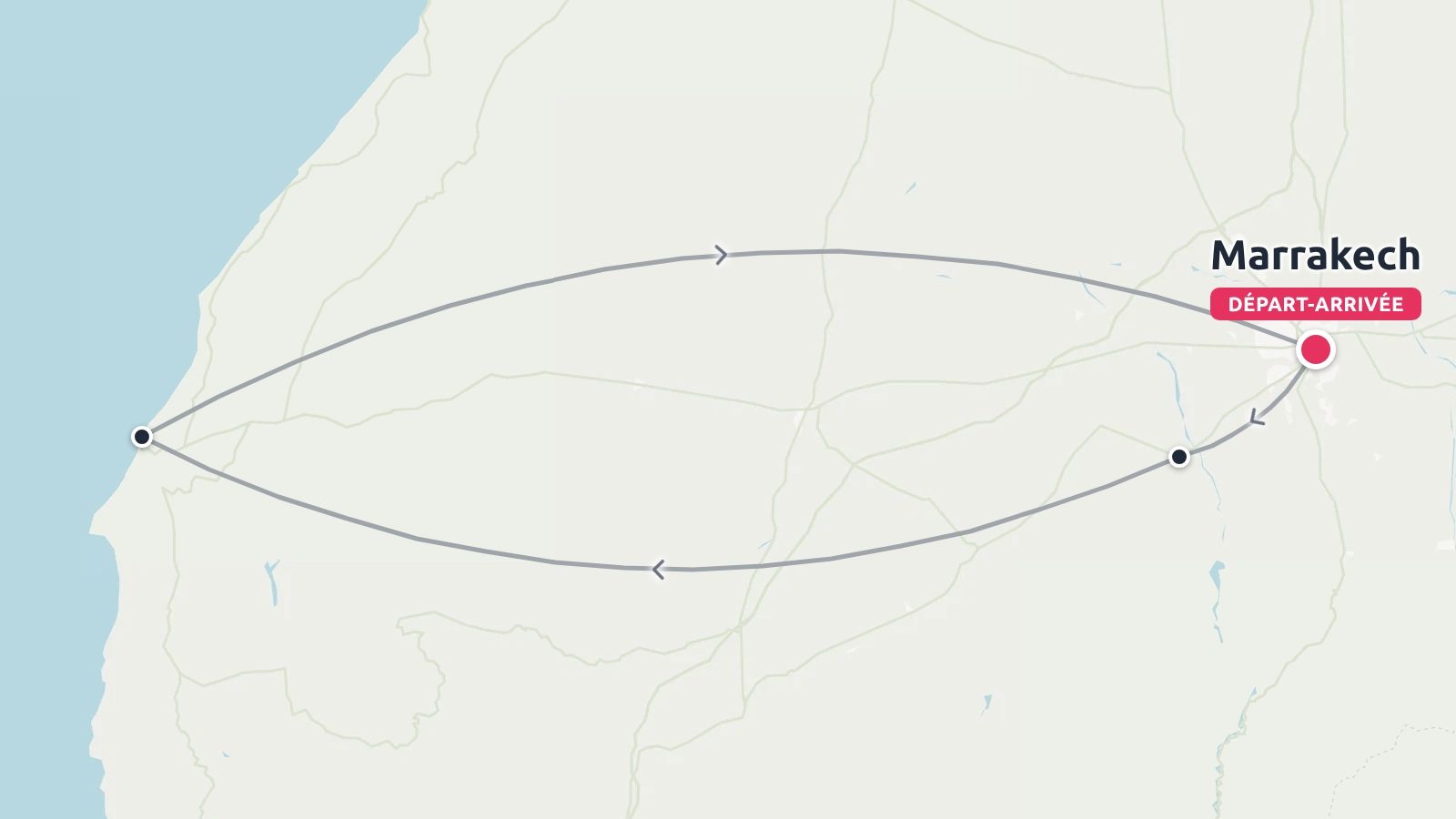 Un itineraire de voyage en boucle au depart et a l arrivee de Marrakech