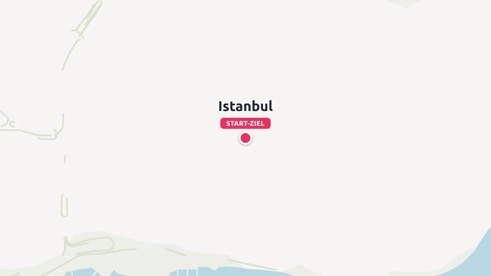Eine Reiseroute mit einem roten Start- und Zielmarker in Istanbul