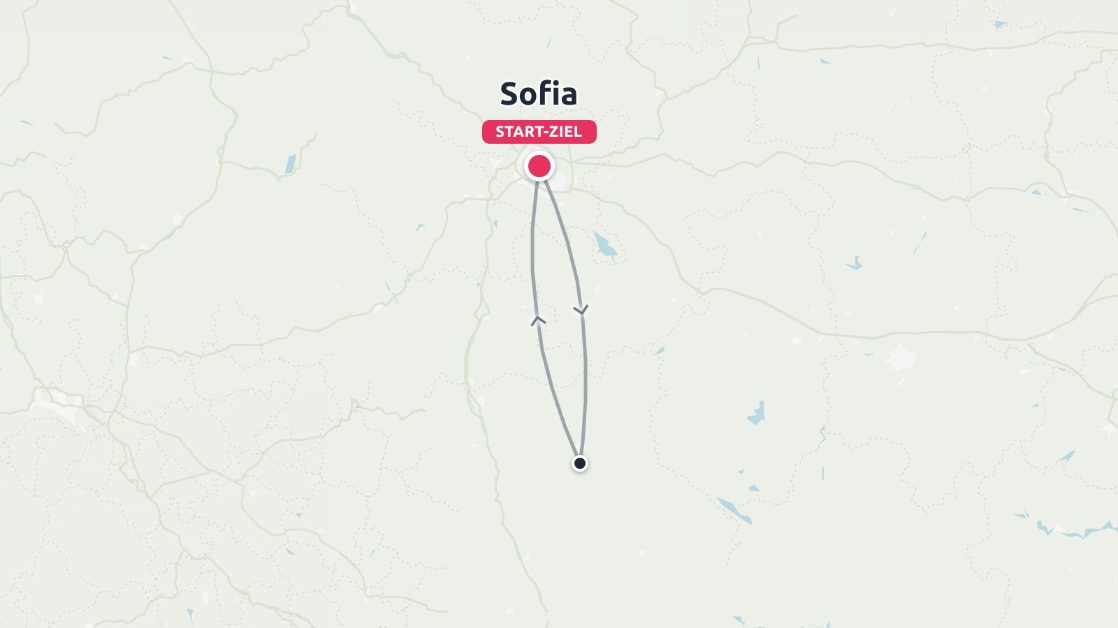 Eine Reiseroute als Rundweg mit Start und Ziel in Sofia