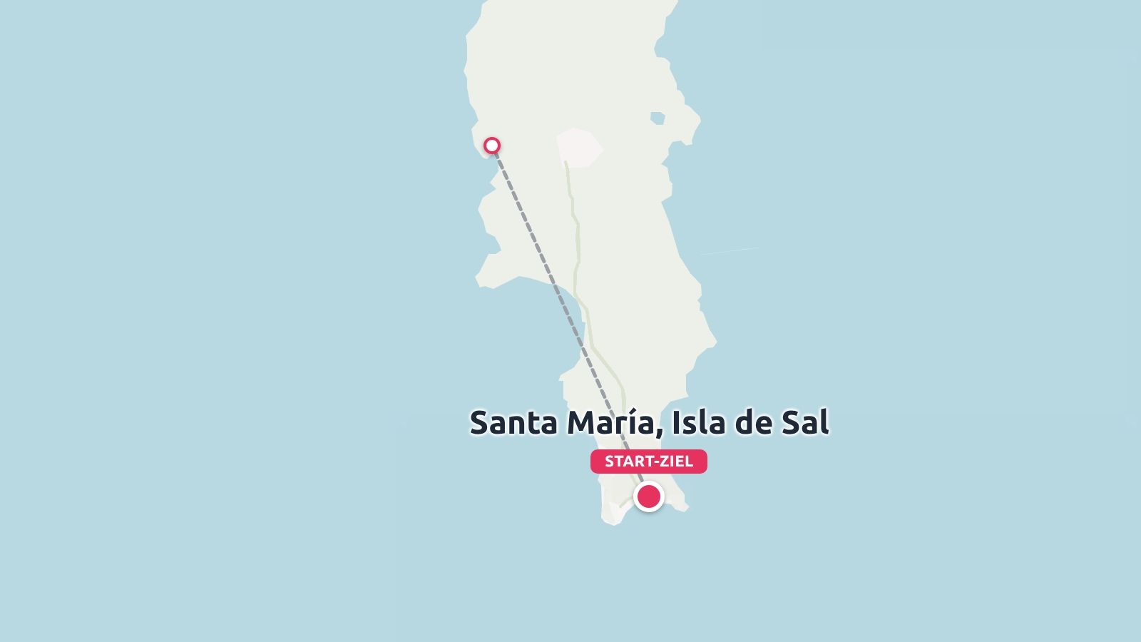 Eine Reiseroute der Isla de Sal mit Santa María als Start und Ziel.
