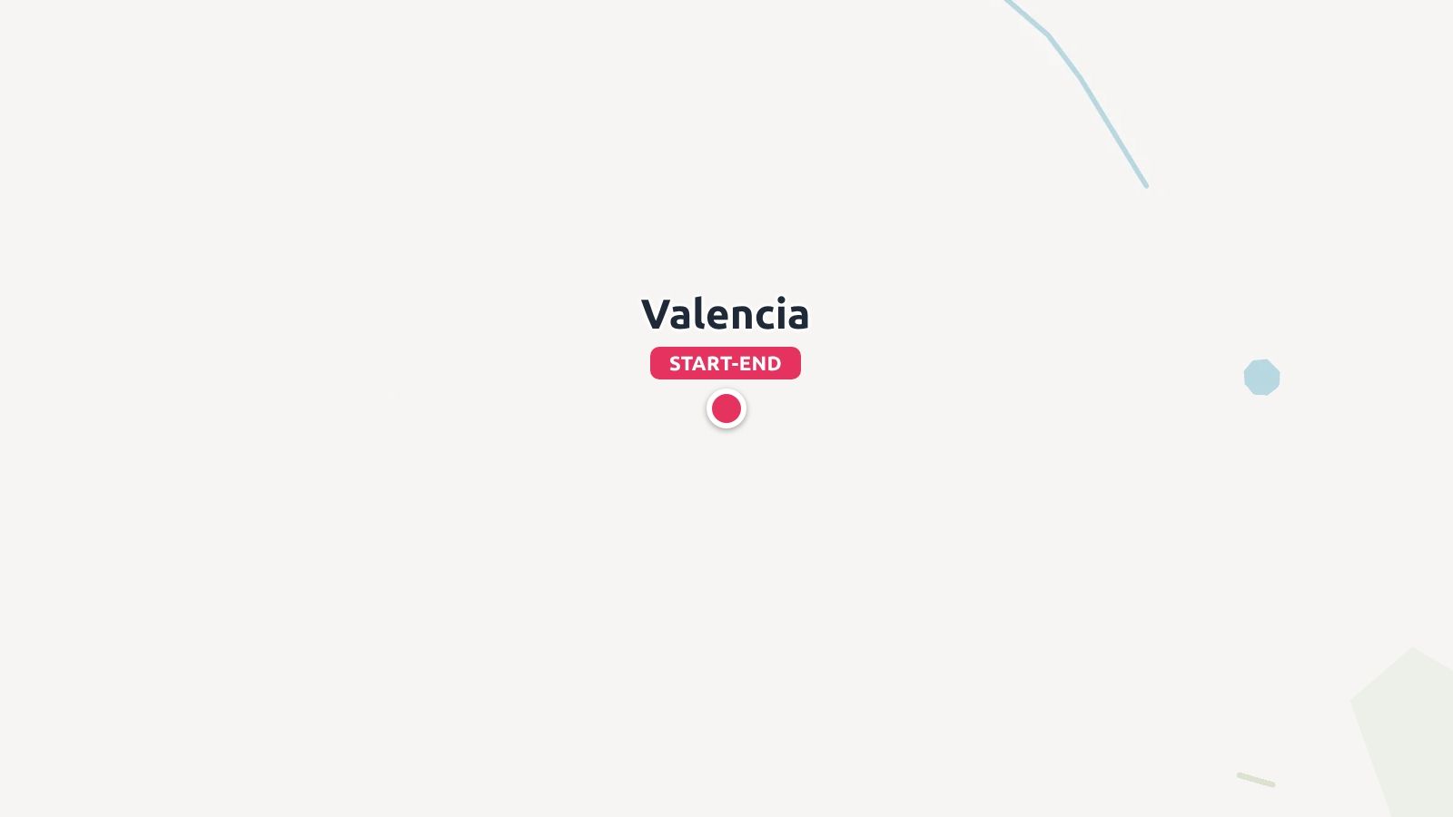 A travel route map showing Valencia marked with a red dot as the start and end point.
