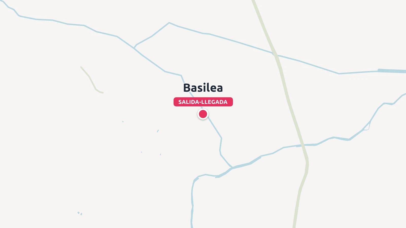Un mapa de ruta de viaje que marca Basilea con un alfiler rojo etiquetado como punto de salida y llegada