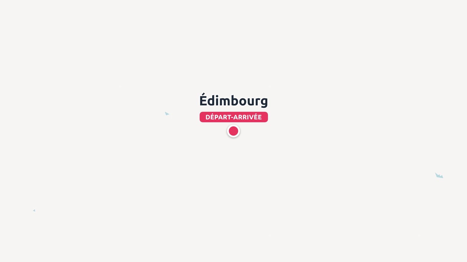 Un repère de carte indiquant Édimbourg comme point de départ et d'arrivée sur fond blanc.