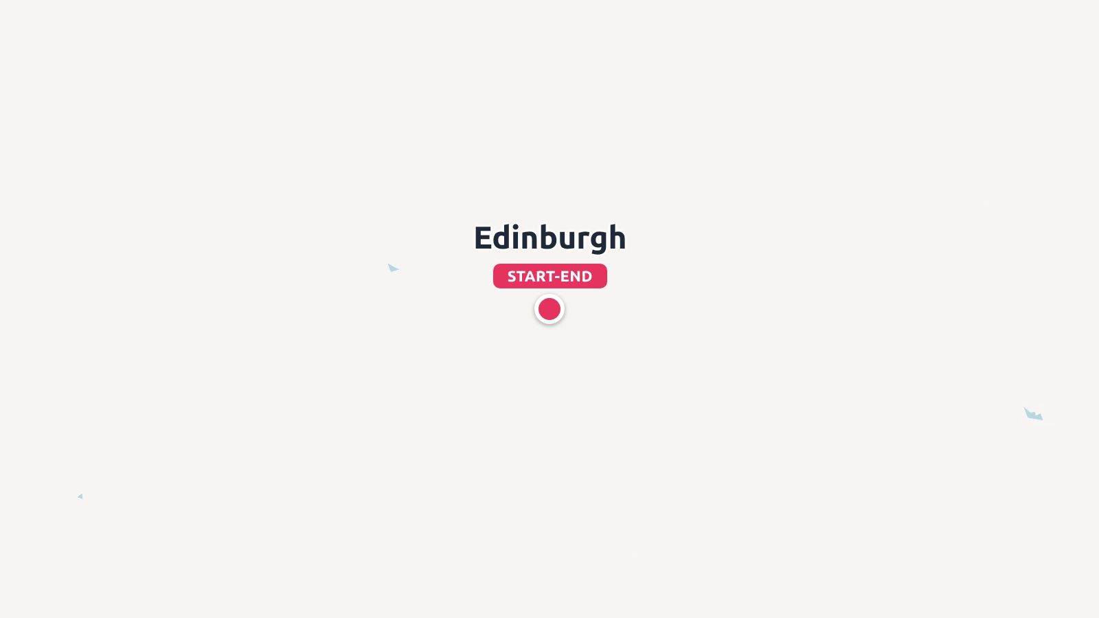 A travel route map graphic marking Edinburgh as the start and end destination with a red pin icon.