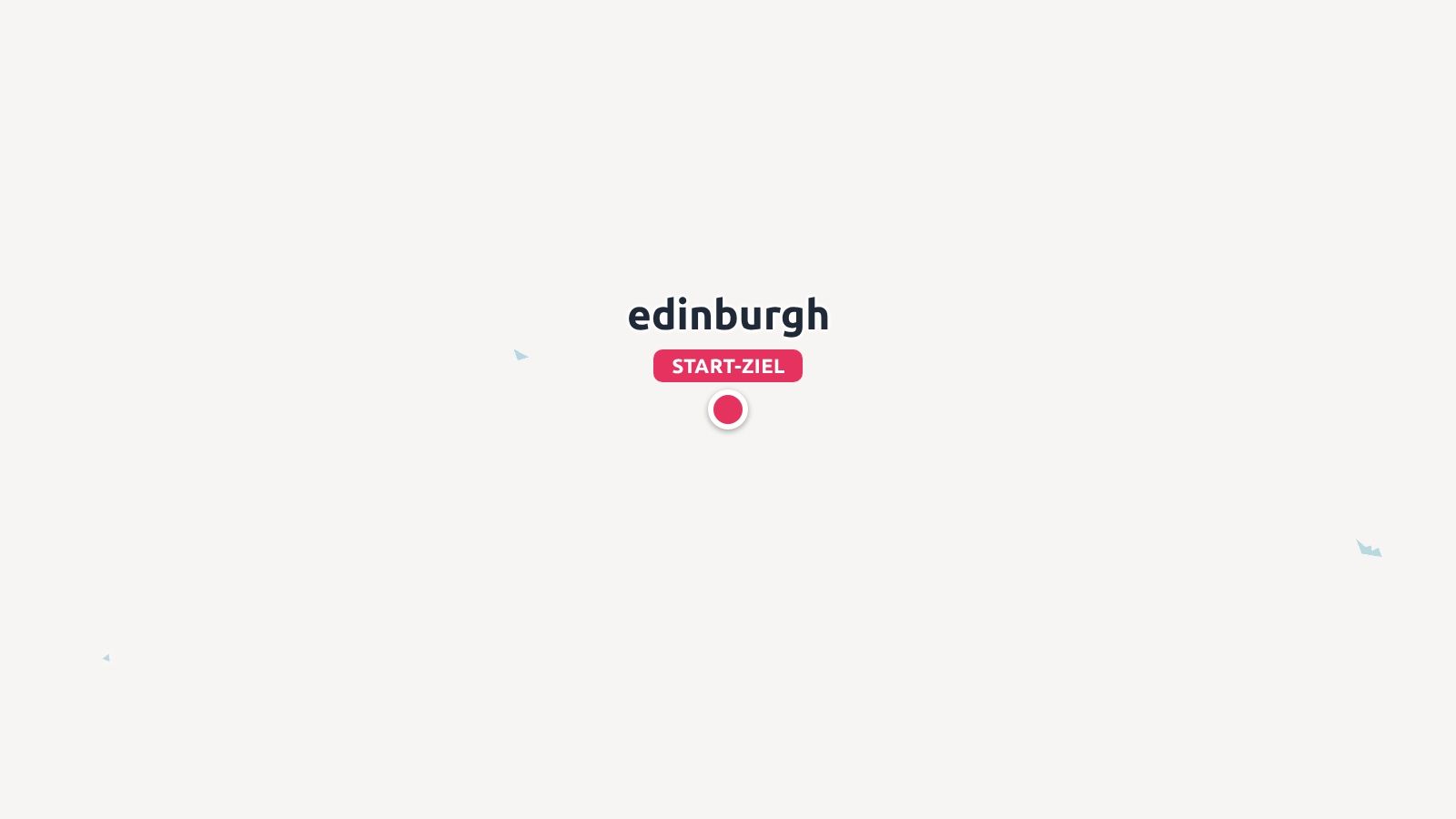 Kartenillustration von Edinburgh mit rotem Start- und Zielpunkt-Indikator auf weißem Hintergrund
