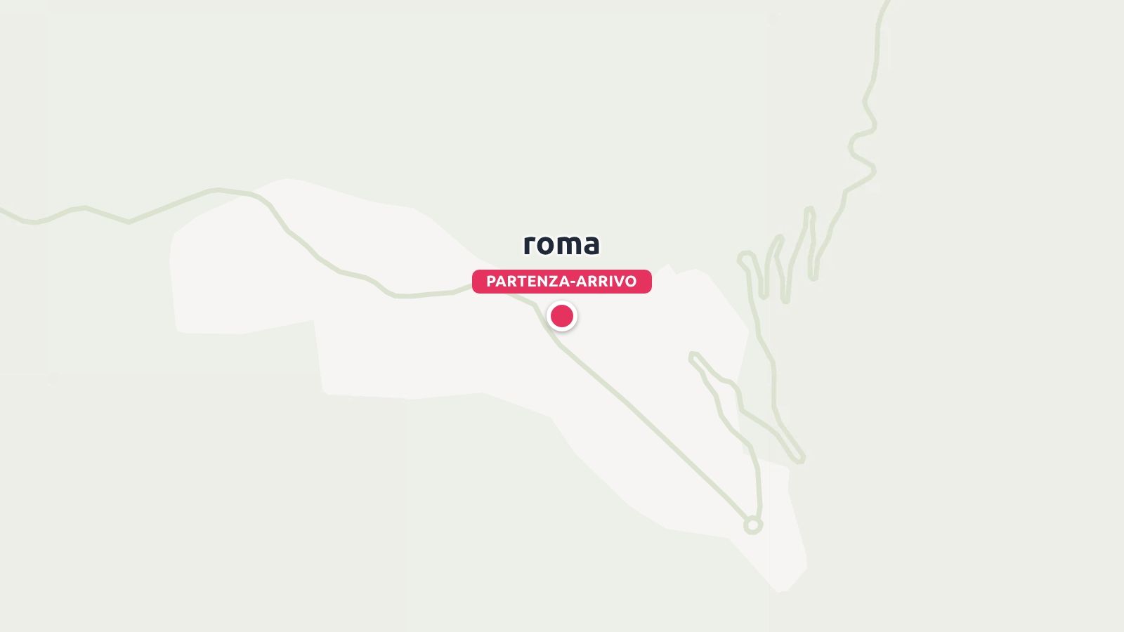 Una mappa di itinerario di viaggio che segna Roma come punto di partenza e arrivo con percorsi delineati.