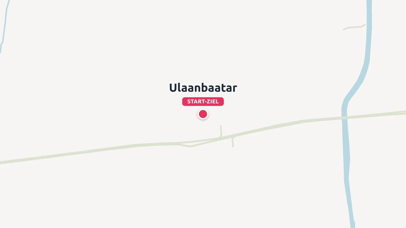 Eine Karte mit einer roten Markierung für Ulaanbaatar, die als Start und Ziel gekennzeichnet ist.