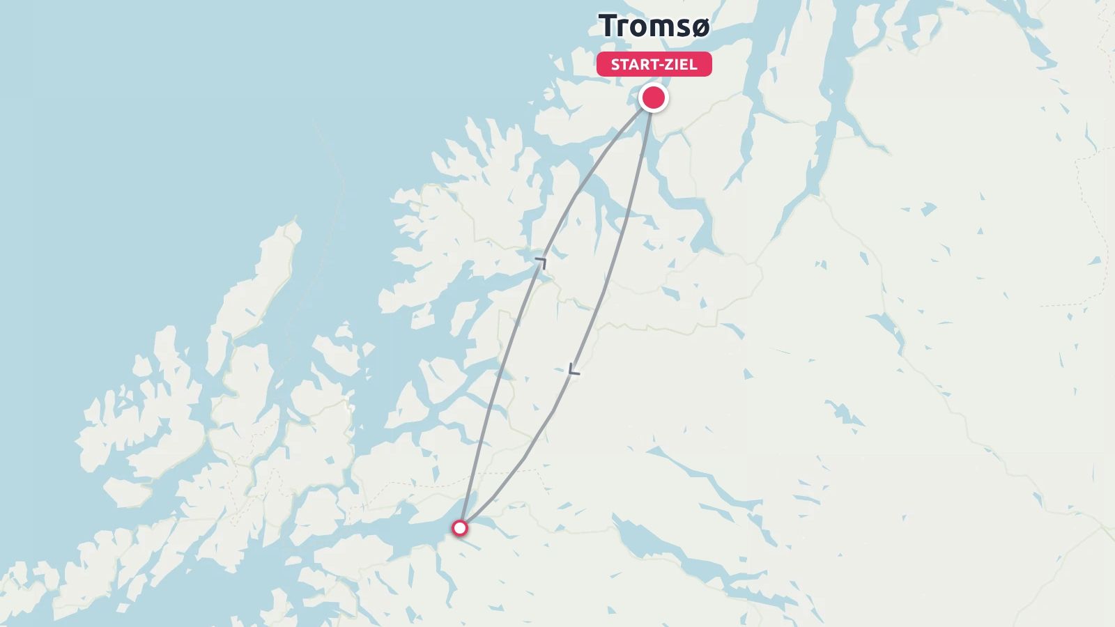 Eine Reiseroute als Rundweg mit Start und Ziel in Tromsø