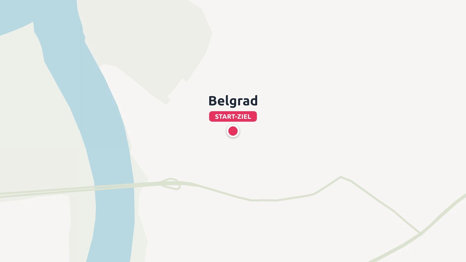 Eine Kartengrafik, die Belgrad als Start- und Zielpunkt an einem Fluss markiert zeigt.