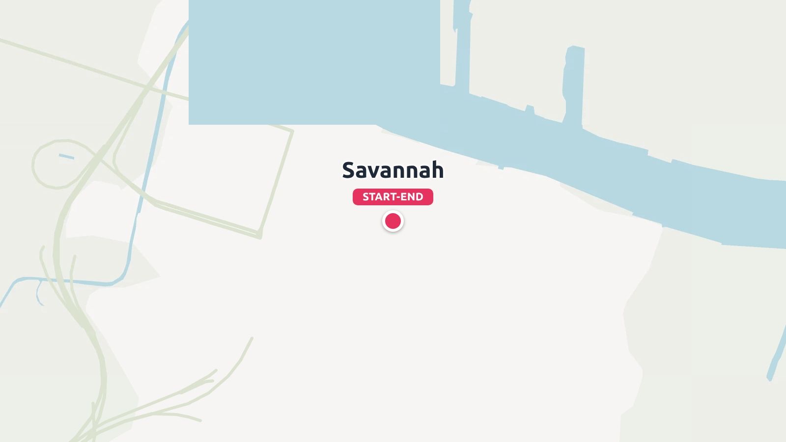 A map graphic marking Savannah as the start and end point of an itinerary.