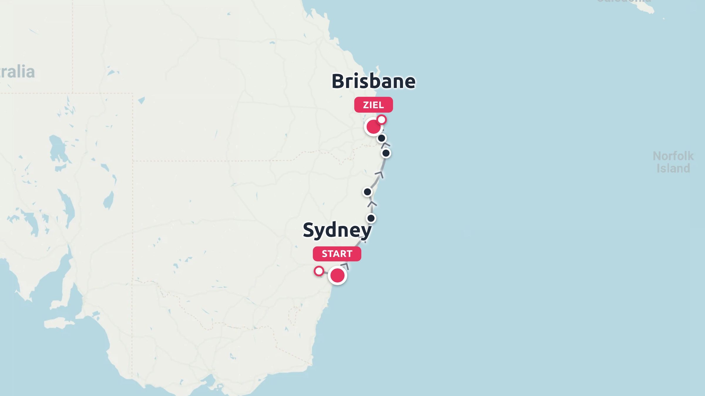 Eine Reiseroute entlang der australischen Ostküste von Sydney nach Brisbane