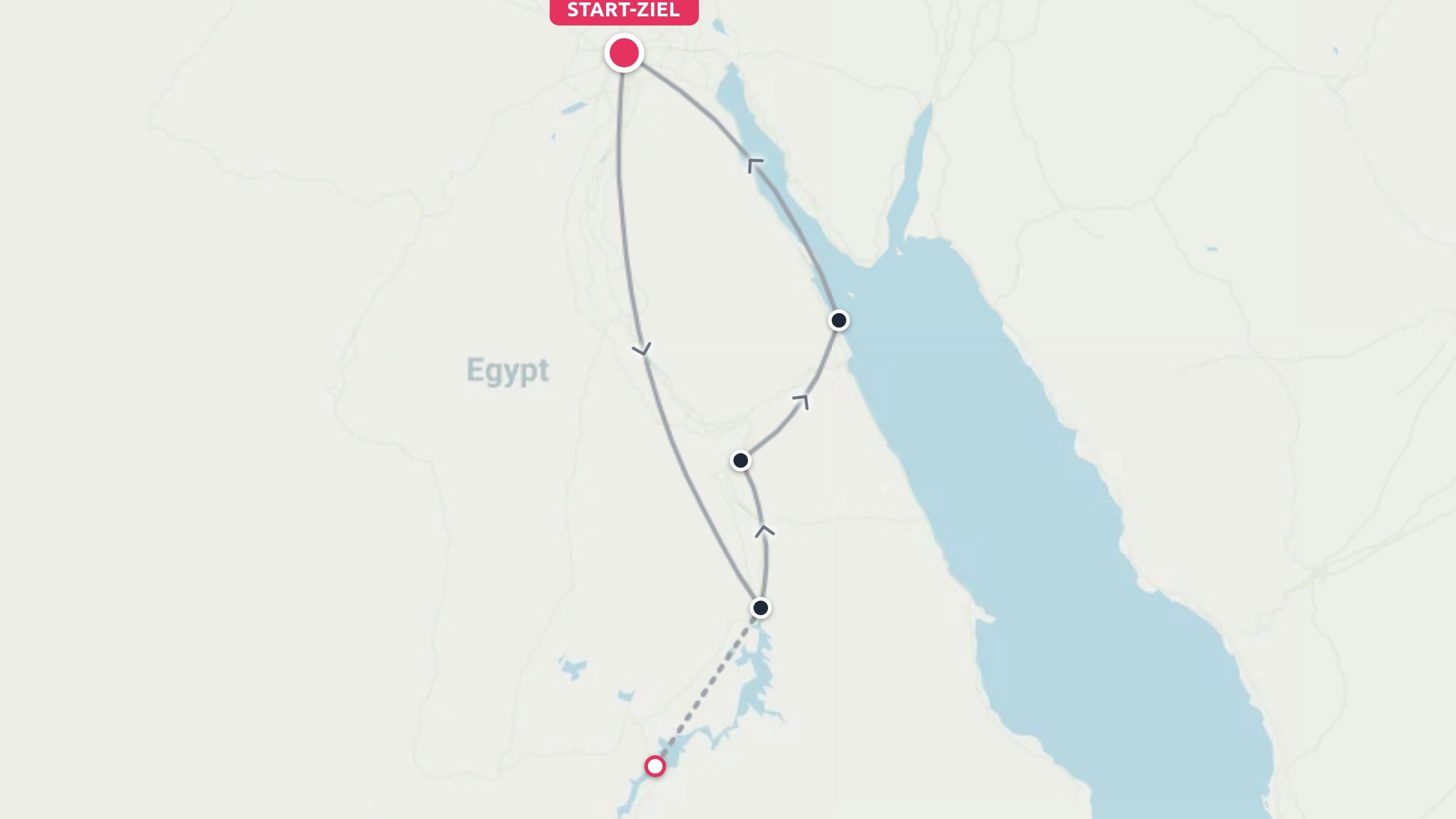 Reiseroute durch Ägypten mit einer Rundreise zwischen Kairo, dem Roten Meer und südlichen Sehenswürdigkeiten