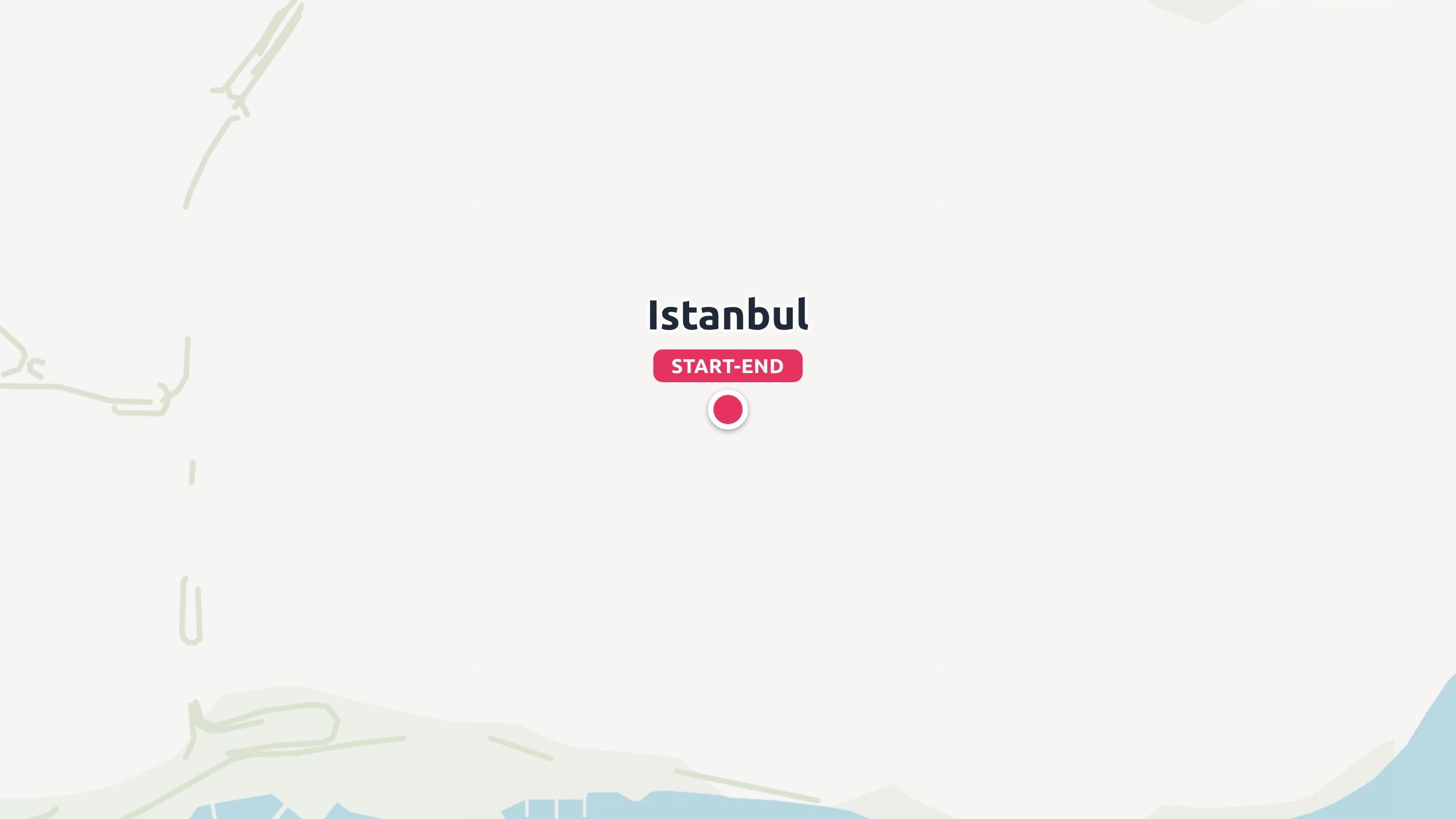 A travel route map marking Istanbul with a red pin indicating the start and end point.