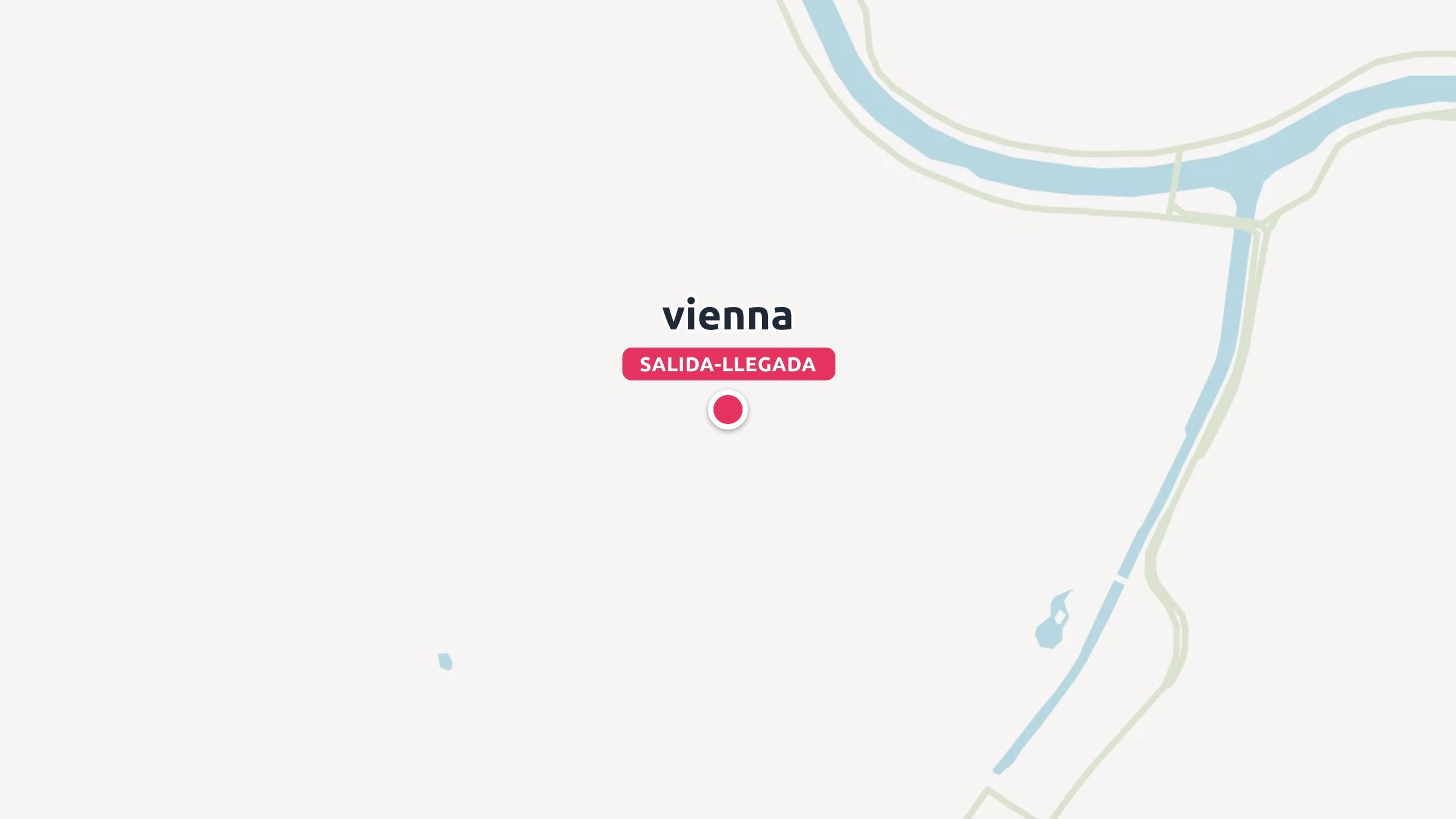 Un mapa de viajes que marca Viena como punto de salida y llegada junto a un río