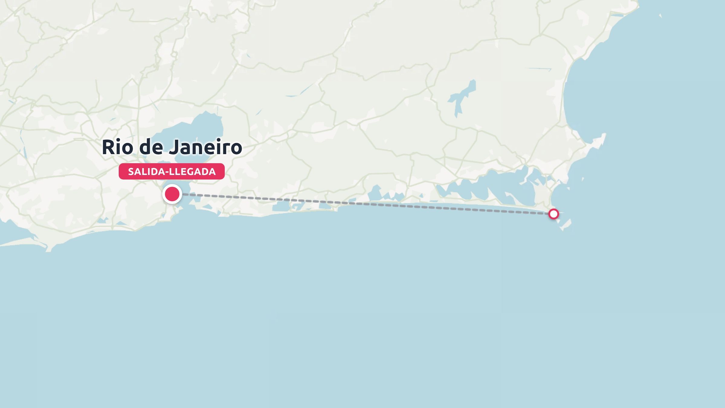 Una ruta de viaje por la costa que empieza y termina en Río de Janeiro.