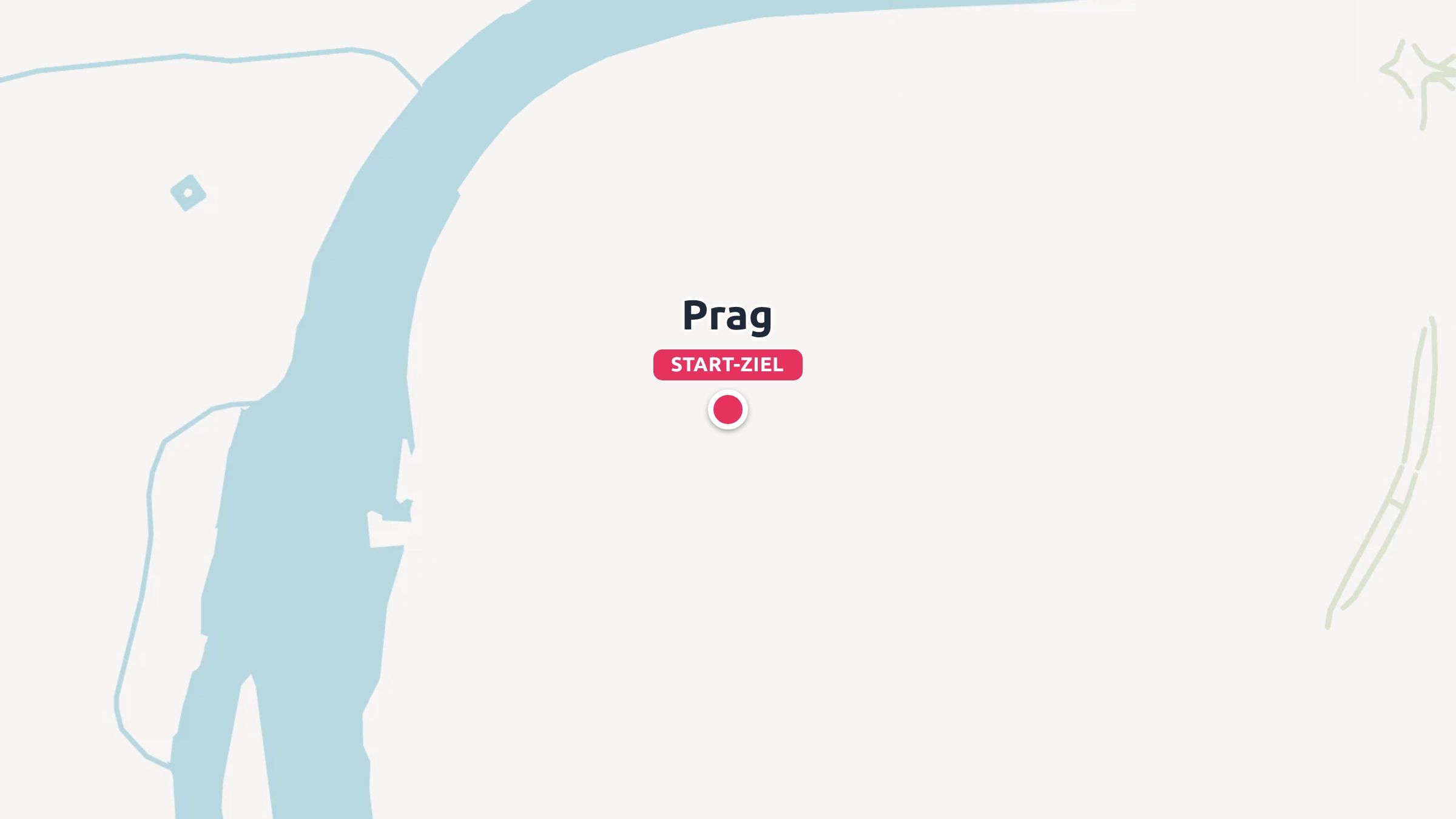 Eine Karte zeigt Prag als Start- und Endpunkt neben einem Fluss.