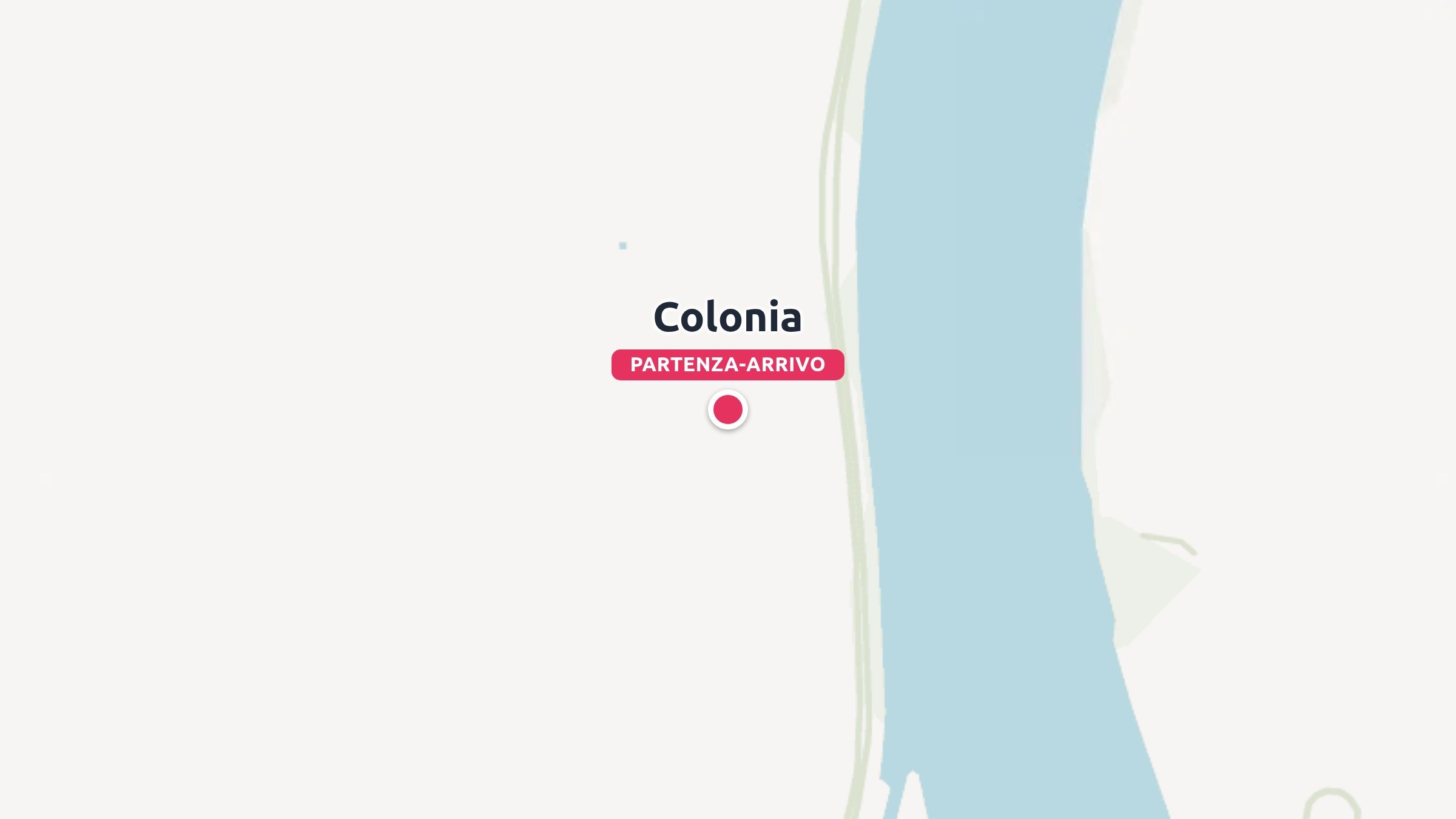 Una grafica di una mappa di viaggio che indica Colonia come luogo di partenza e di arrivo vicino a un fiume