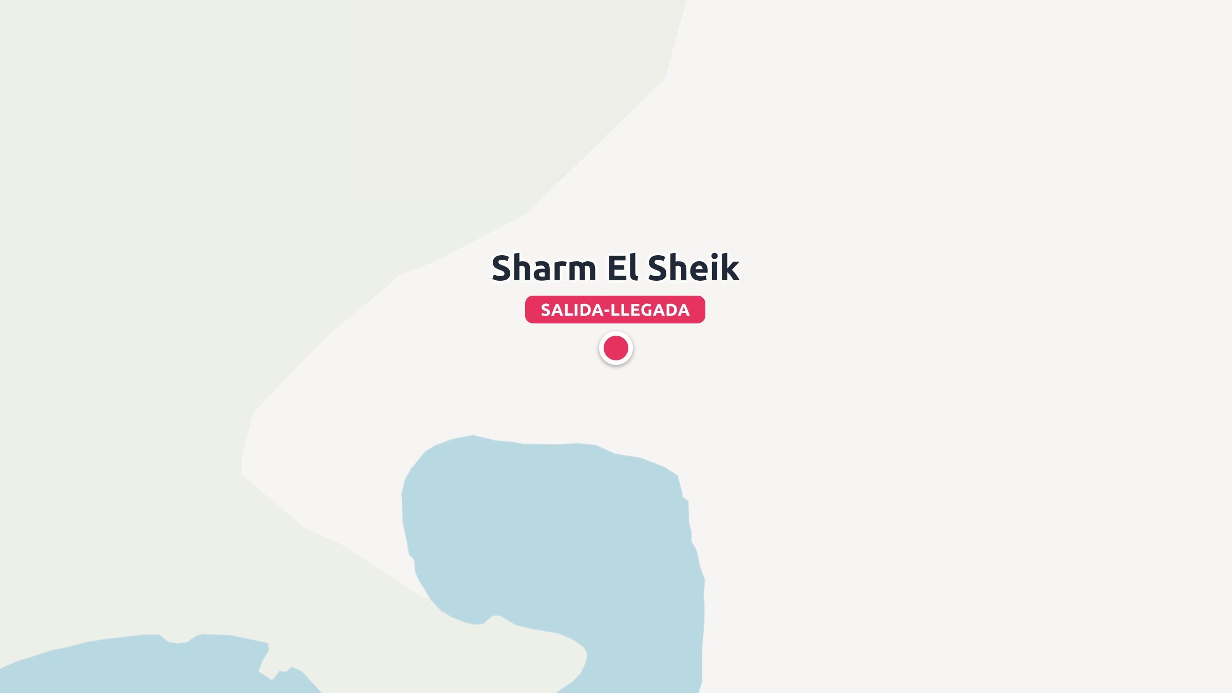 Un mapa de viaje simple que marca Sharm El Sheik como punto de salida y llegada con un pin rojo