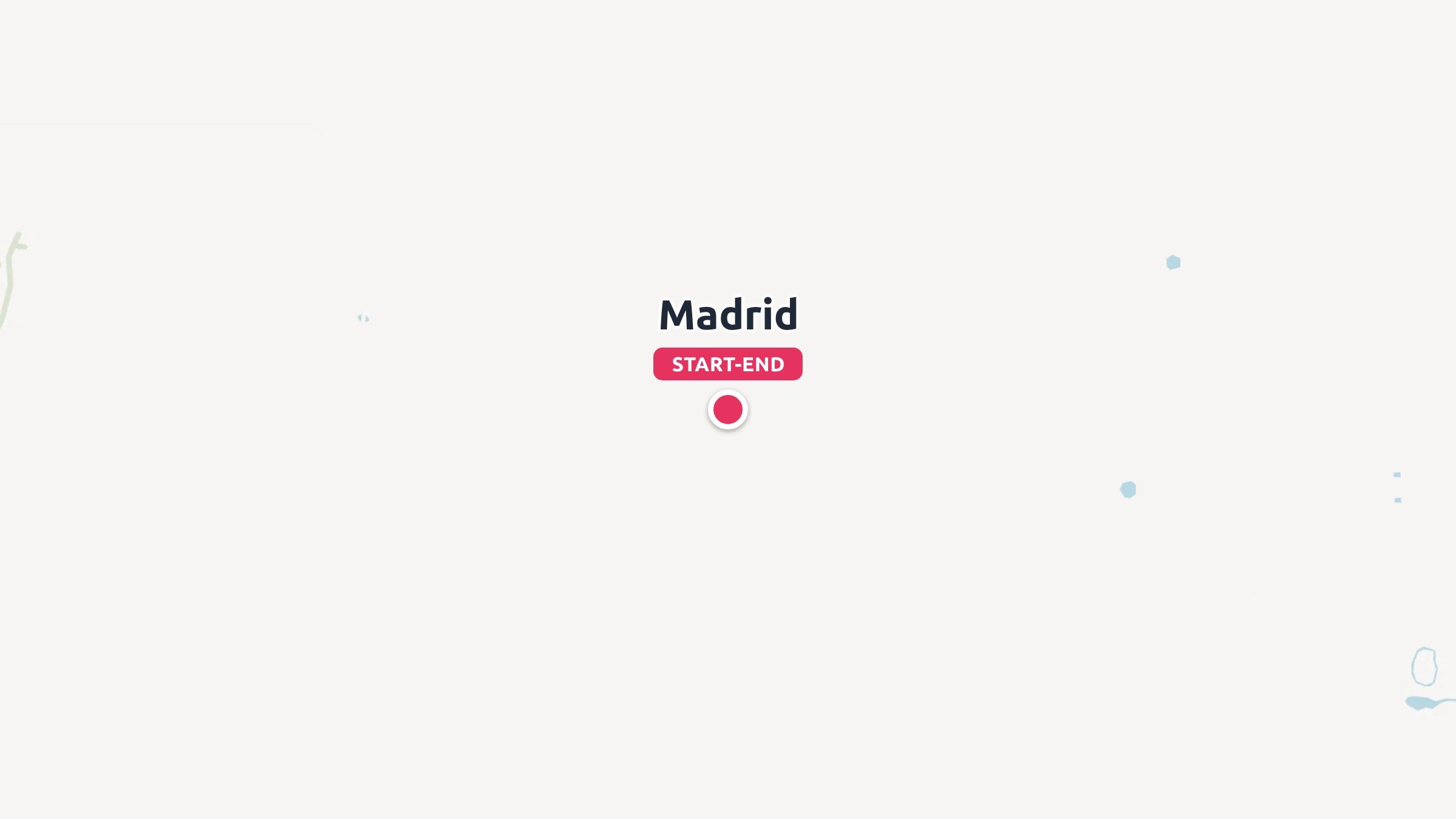 A travel map graphic indicating Madrid as the start and end location with a red pin on a light background.