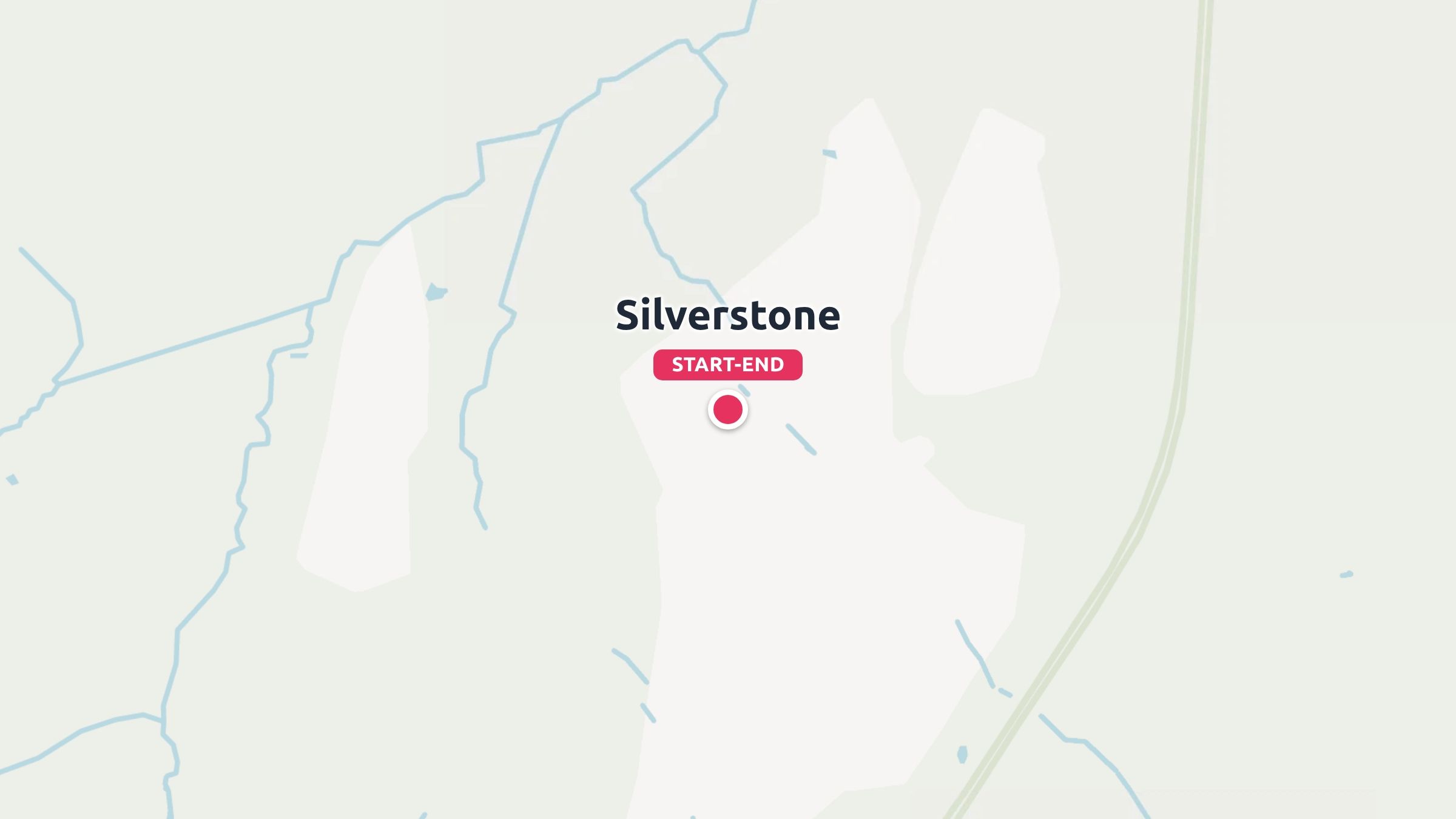A travel route map showing Silverstone designated with a red marker as the start and end point.