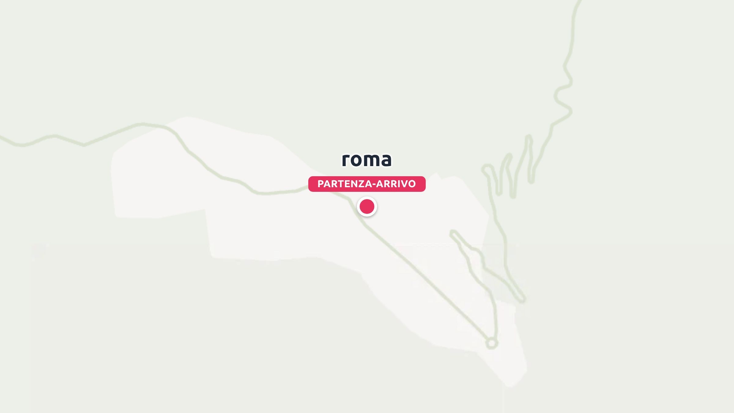 Una mappa di un itinerario di viaggio che mostra Roma contrassegnata da uno spillo rosso come punto di partenza e di arrivo