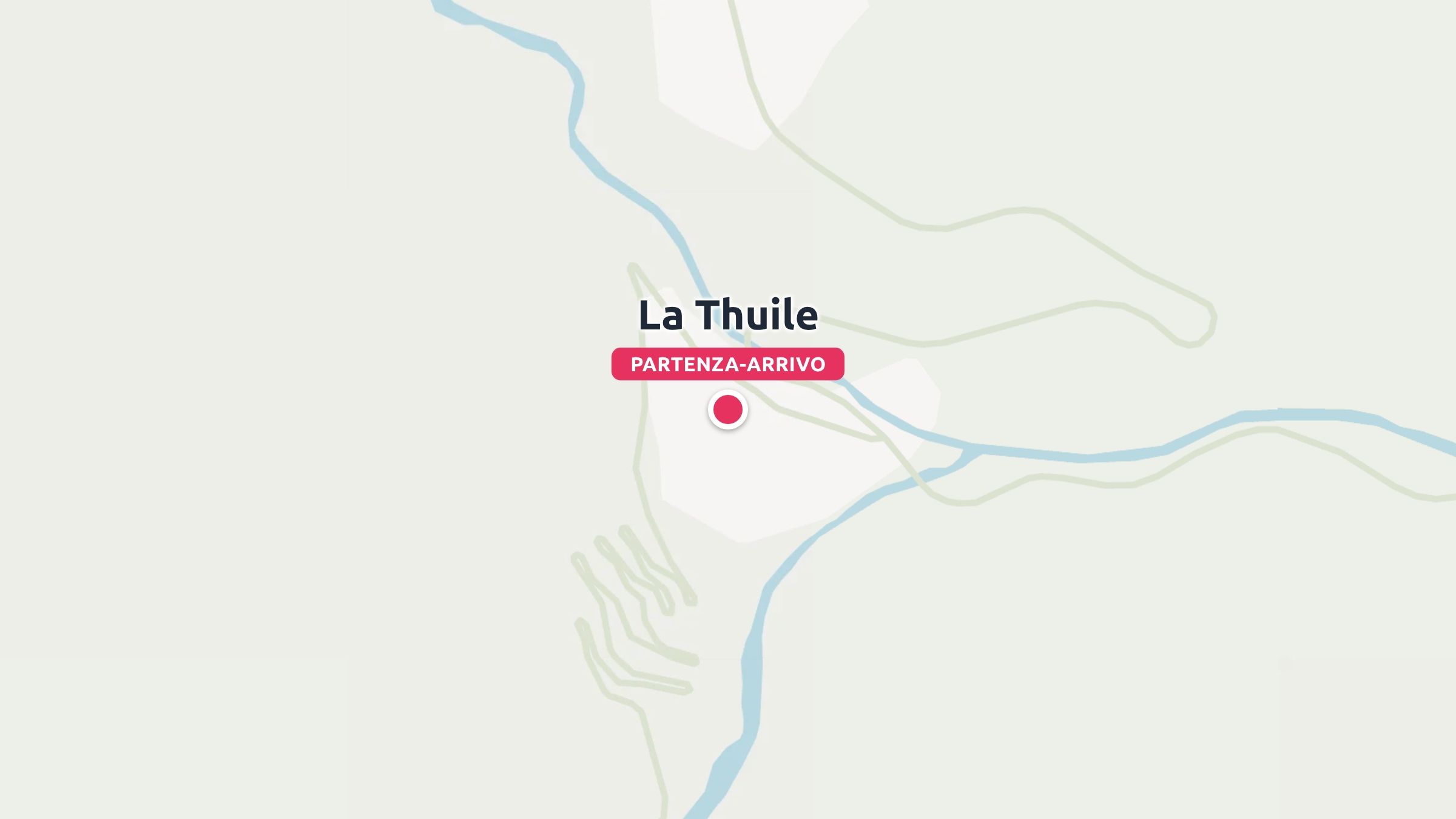 Una mappa che mostra La Thuile con un marcatore rosso di punto di partenza e arrivo.