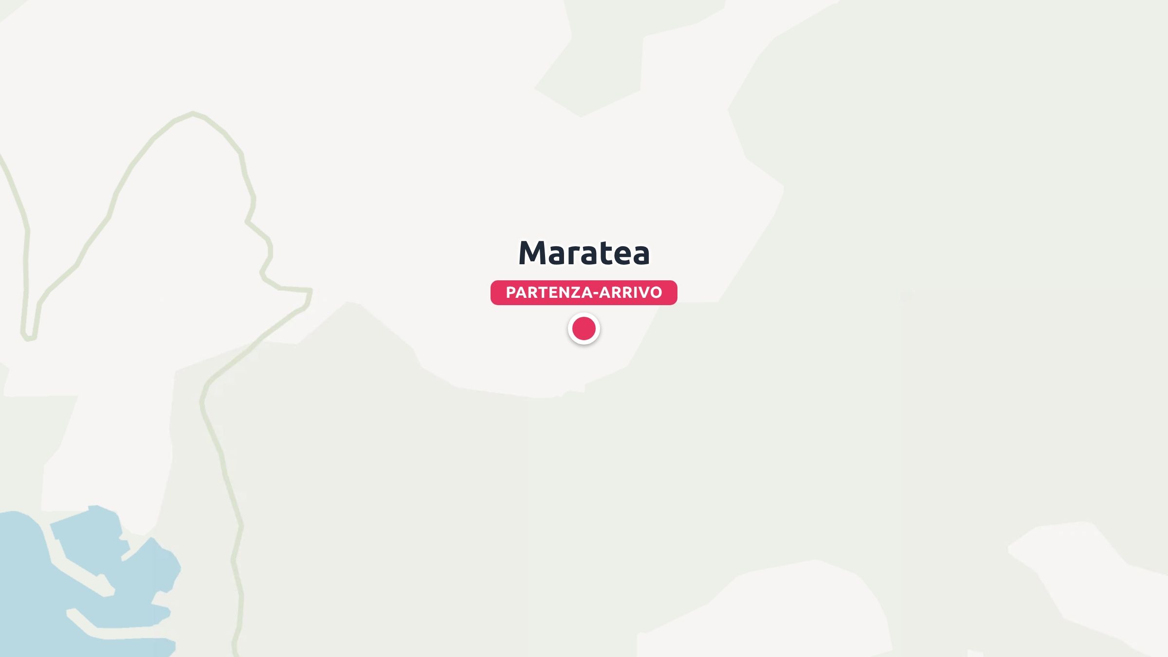Una mappa che evidenzia Maratea come punto di partenza e arrivo contrassegnato da uno spillo rosa.