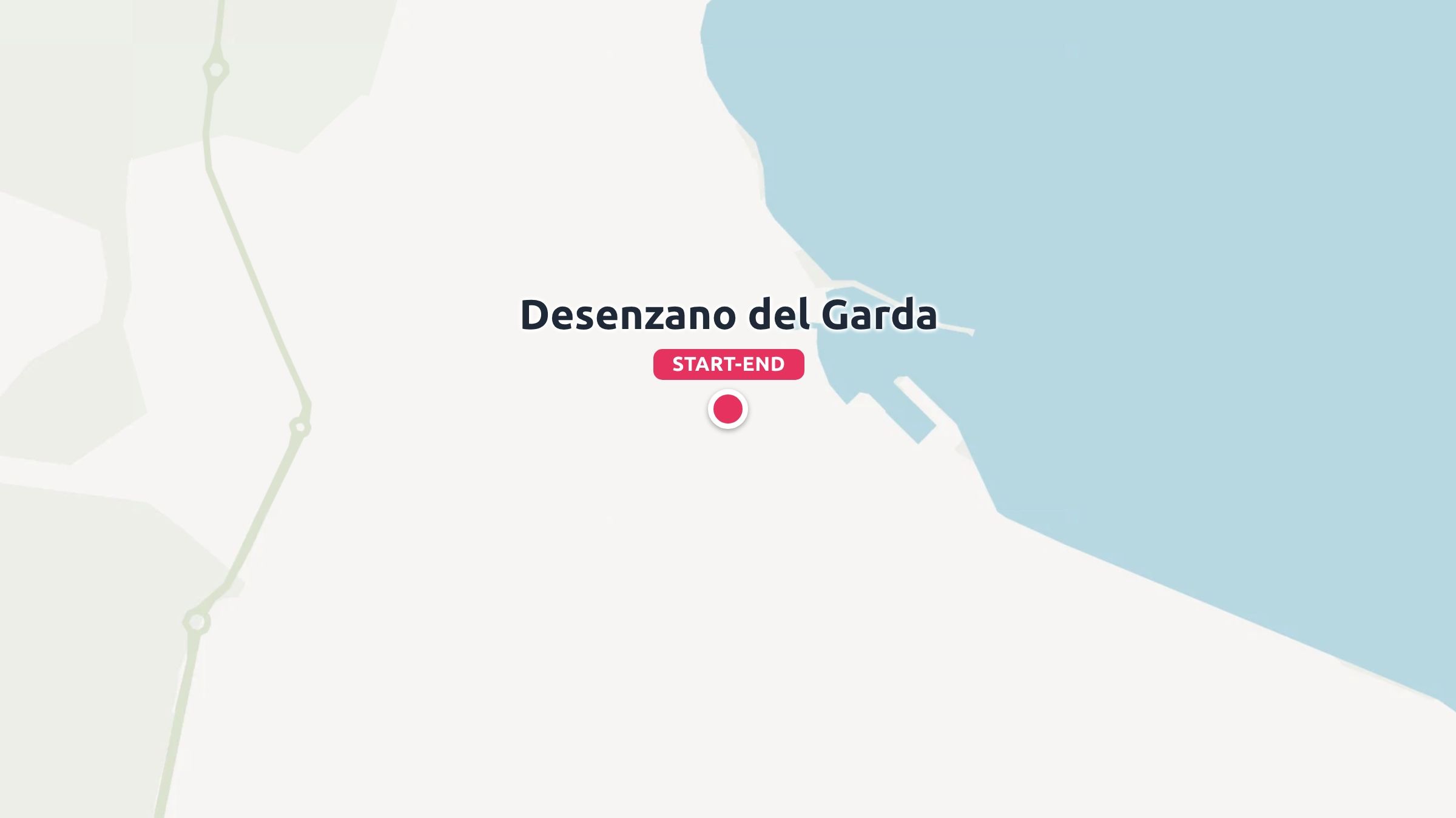 A map displaying the start and end location marker at Desenzano del Garda along the waterfront.