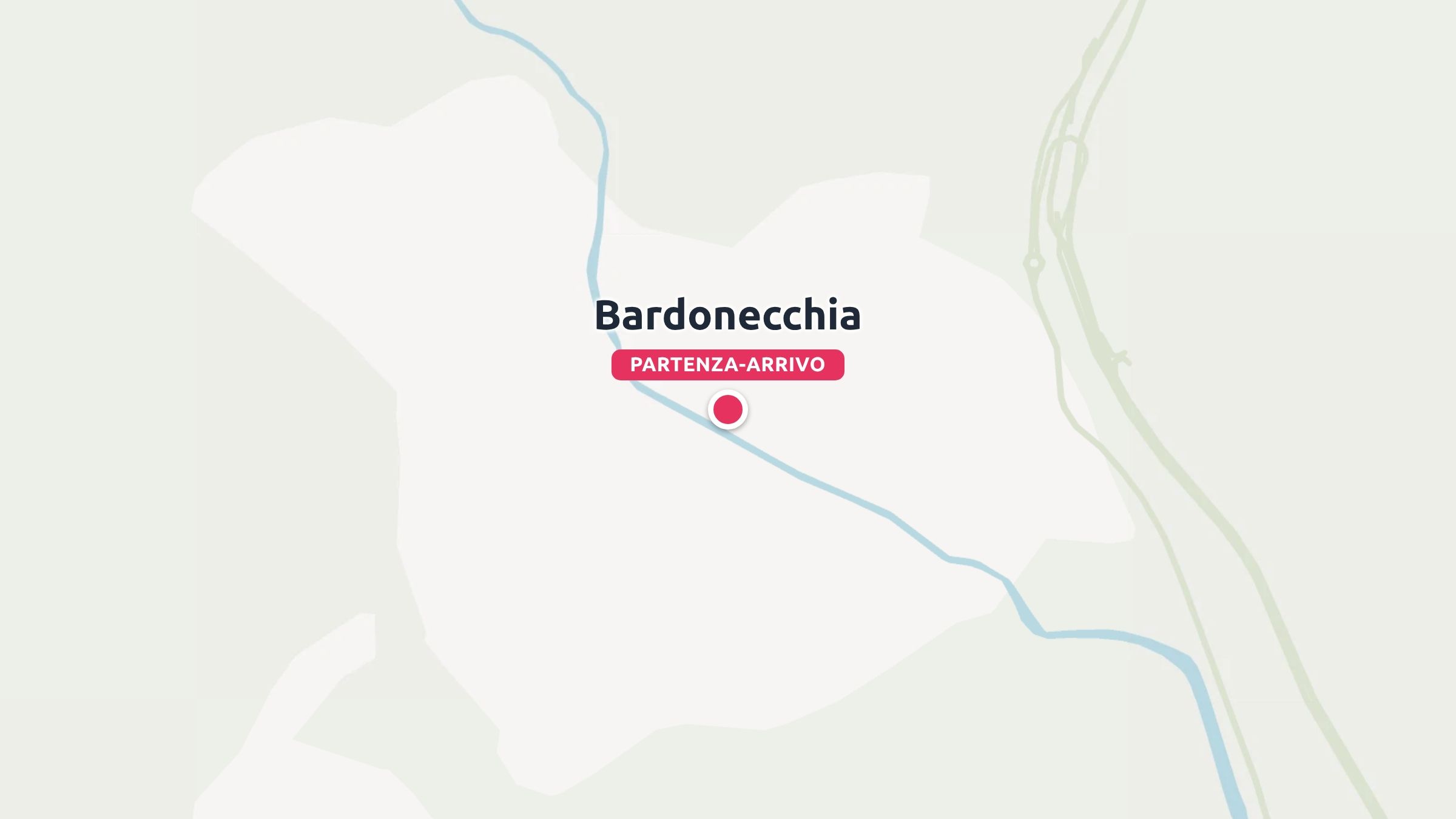 Mappa che evidenzia Bardonecchia segnata come punto di partenza e di arrivo con un'etichetta rossa