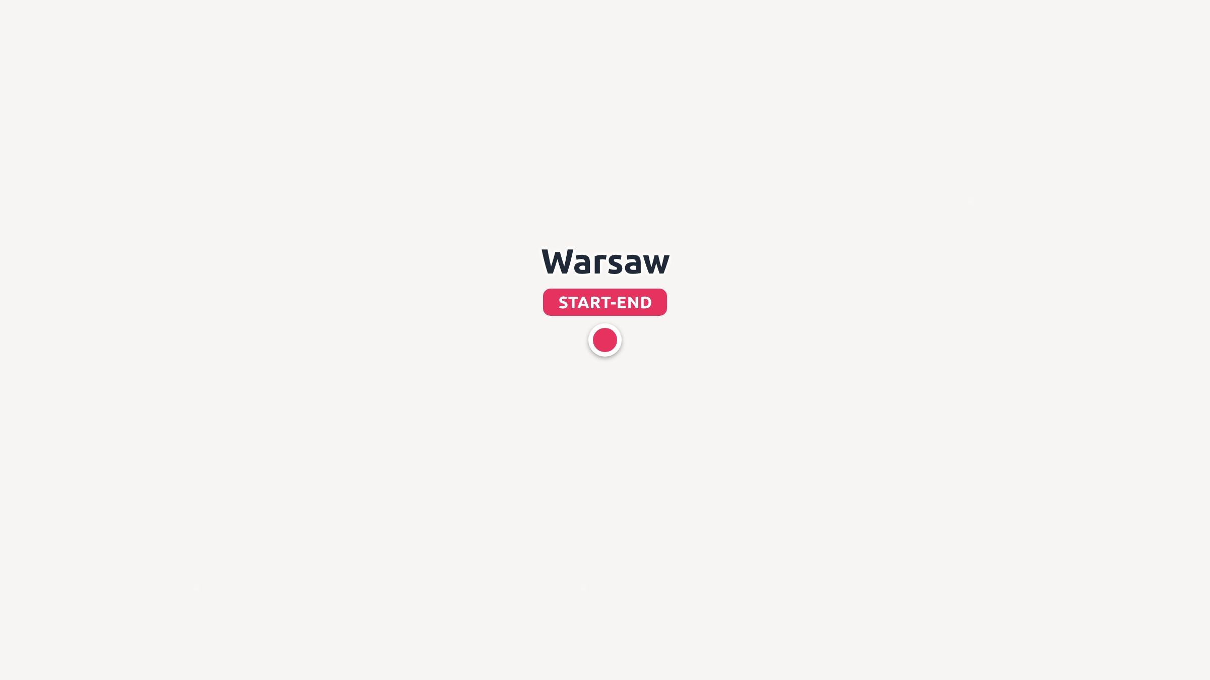 A minimalist map point graphic marking Warsaw as the start and end location on a plain white background.