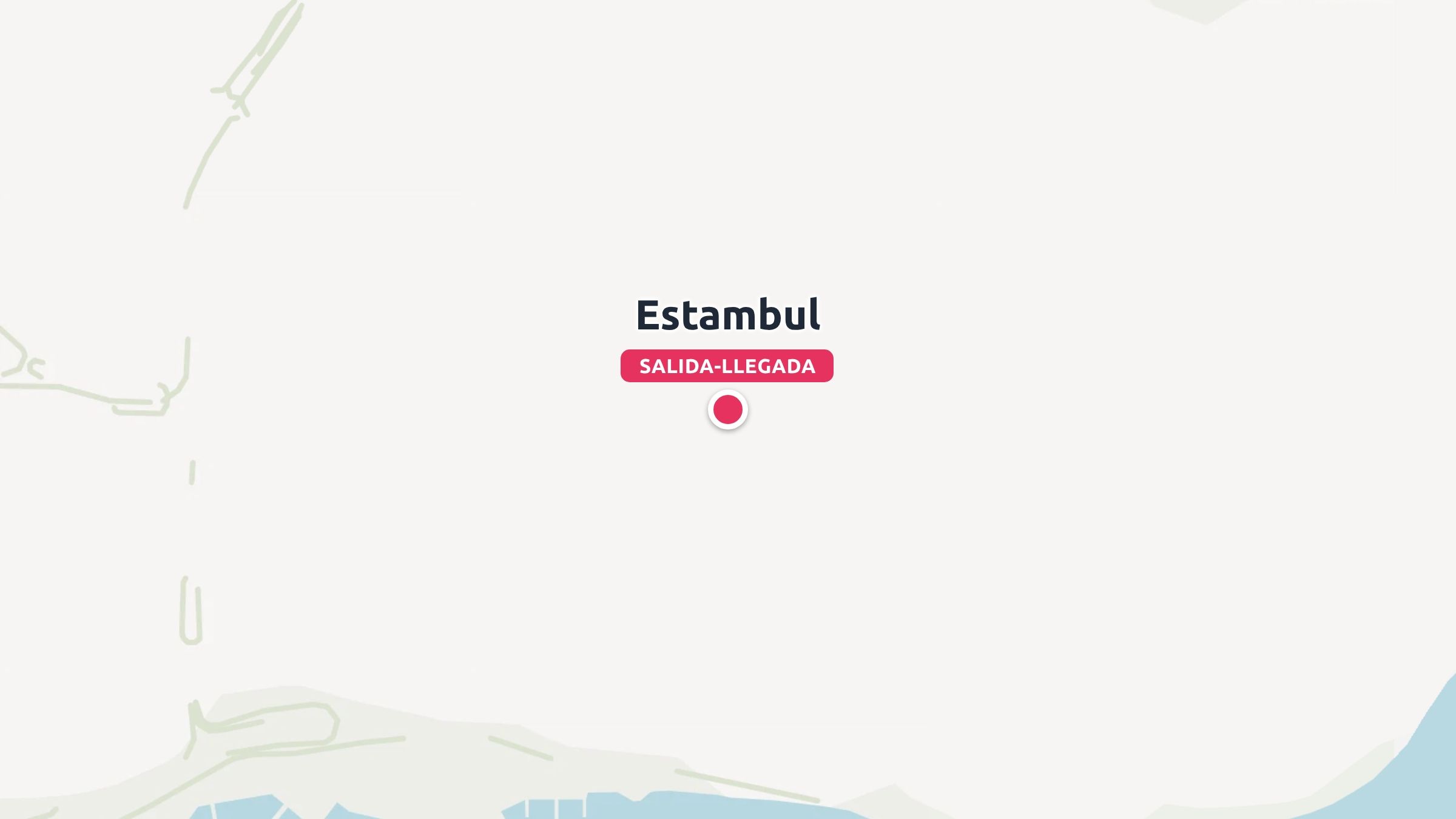 Un mapa que muestra un marcador de ubicación rojo y la etiqueta de Estambul como punto de partida y llegada.