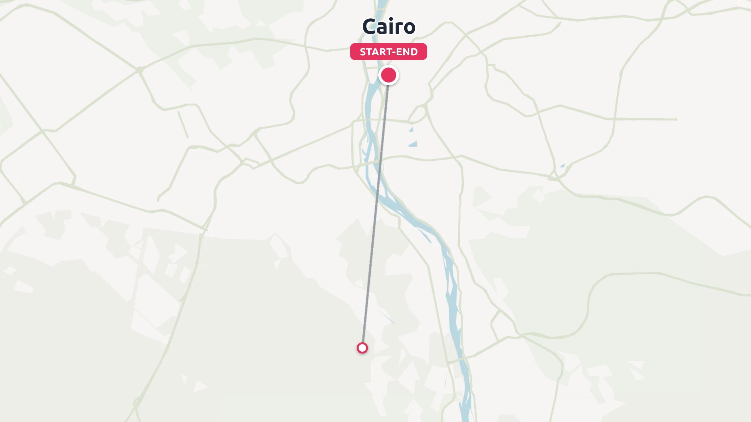 A travel route map showing a round trip itinerary starting and ending in Cairo, Egypt.