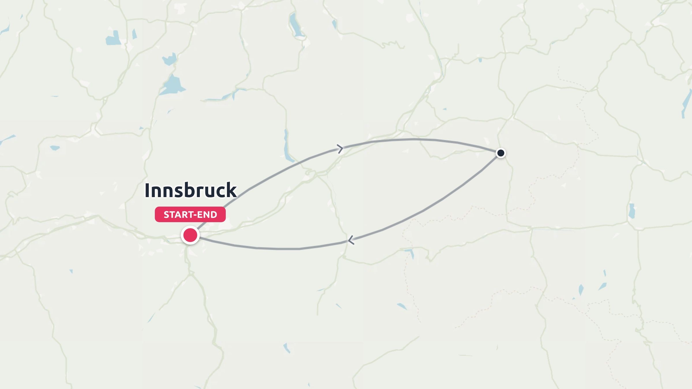 A travel route map showing a circular journey starting and ending in Innsbruck.