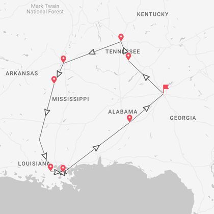 Usa Rock'n Drive : d'Atlanta à la Nouvelle-Orléans en passant par Nashville et Memphis