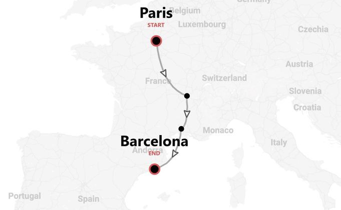 Paris bis Barcelona mit dem Zug durch den Pyrenäen-Korridor