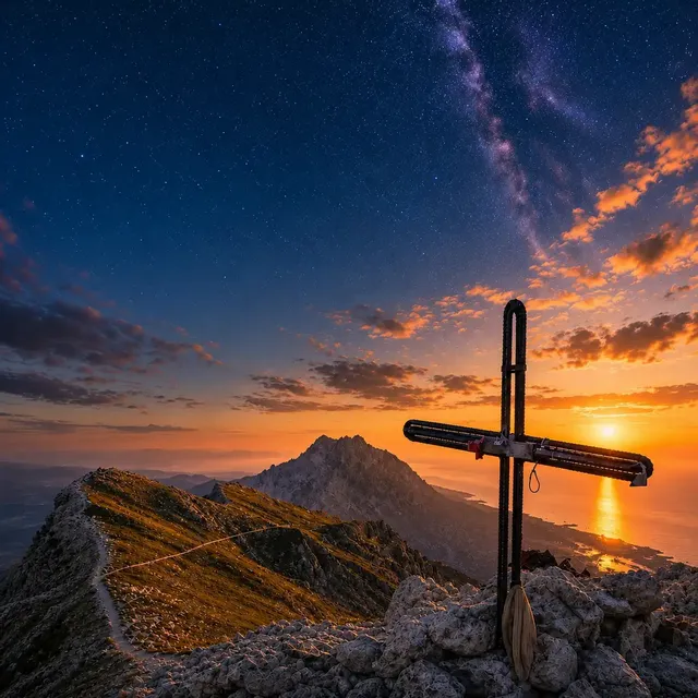 I colori dell'alba sul Monte Camicia.