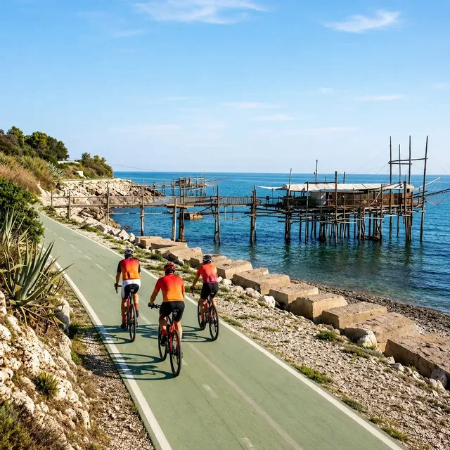 Costa dei Trabocchi in e-bike e frittura di pesce vista mare