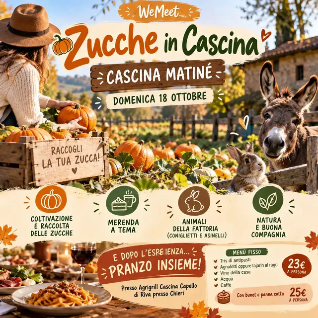 🎃 Zucche in Cascina: raccolta, merenda & animali 🐰🫏