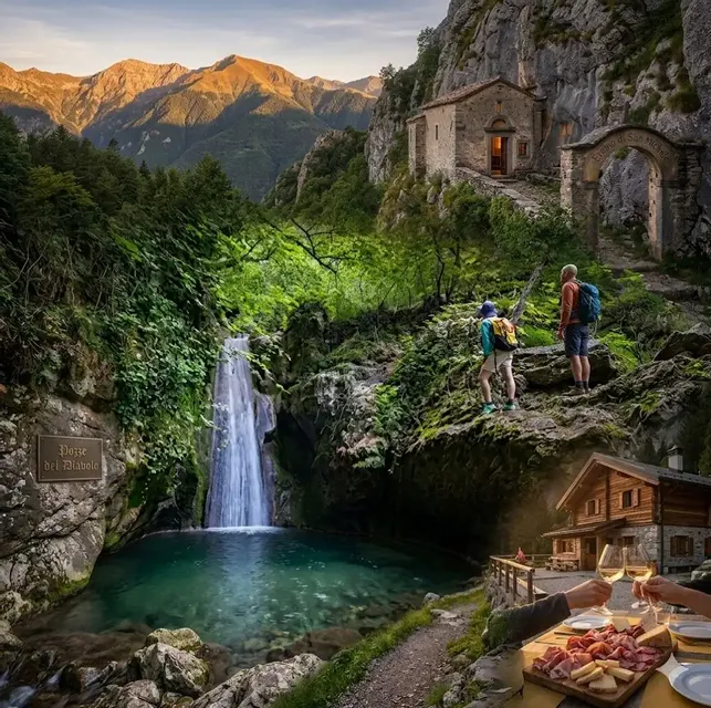 Trekking pozze del diavolo, Eremo di S. Michele e aperitivo