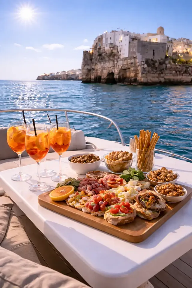Aperitivo in barca sulla costa adriatica